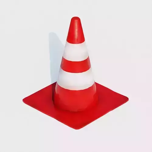 Road Cone - Low Poly Old Orange Basic Game Ready