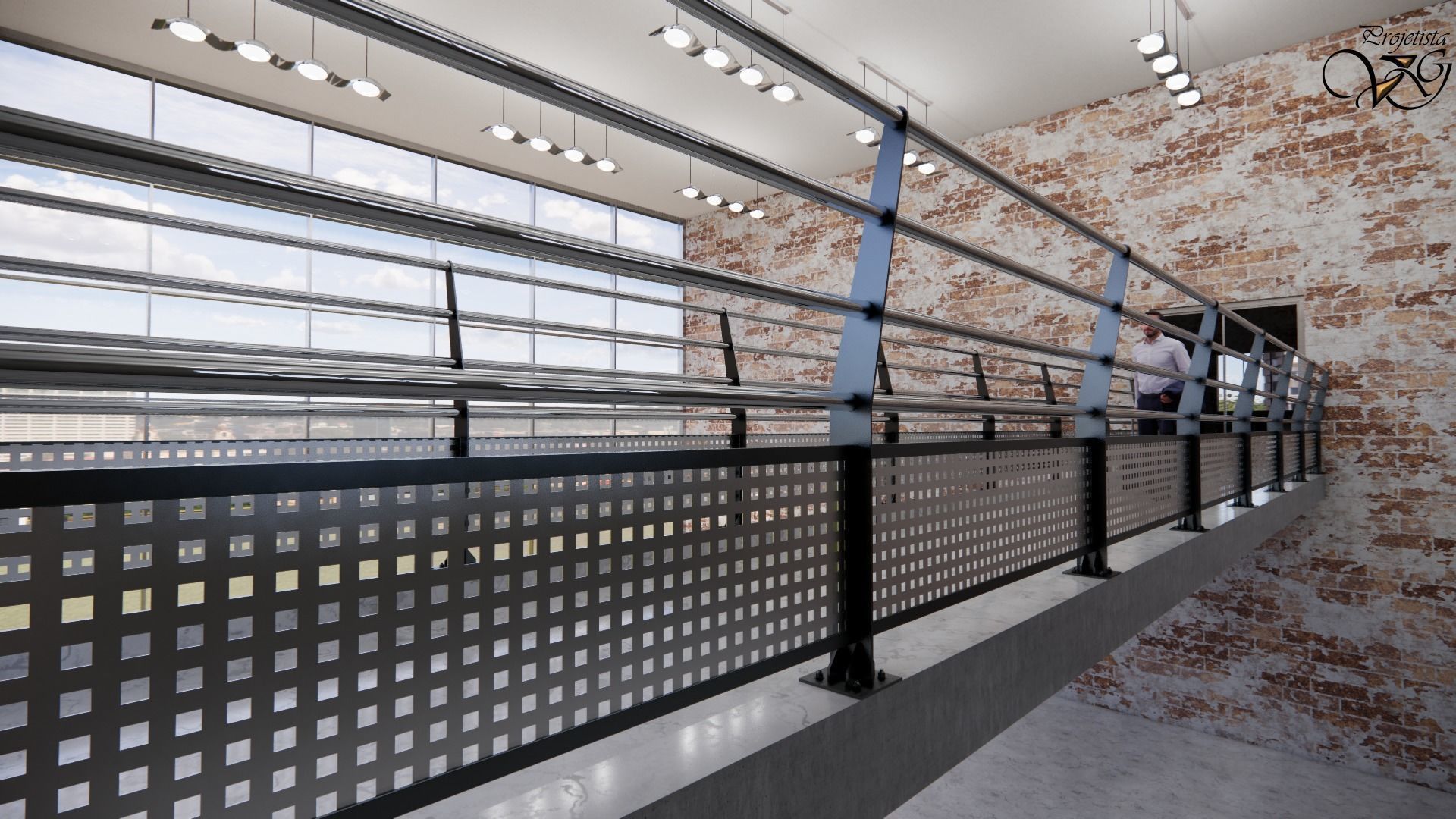 Guarda-corpo em metal 3D model_1