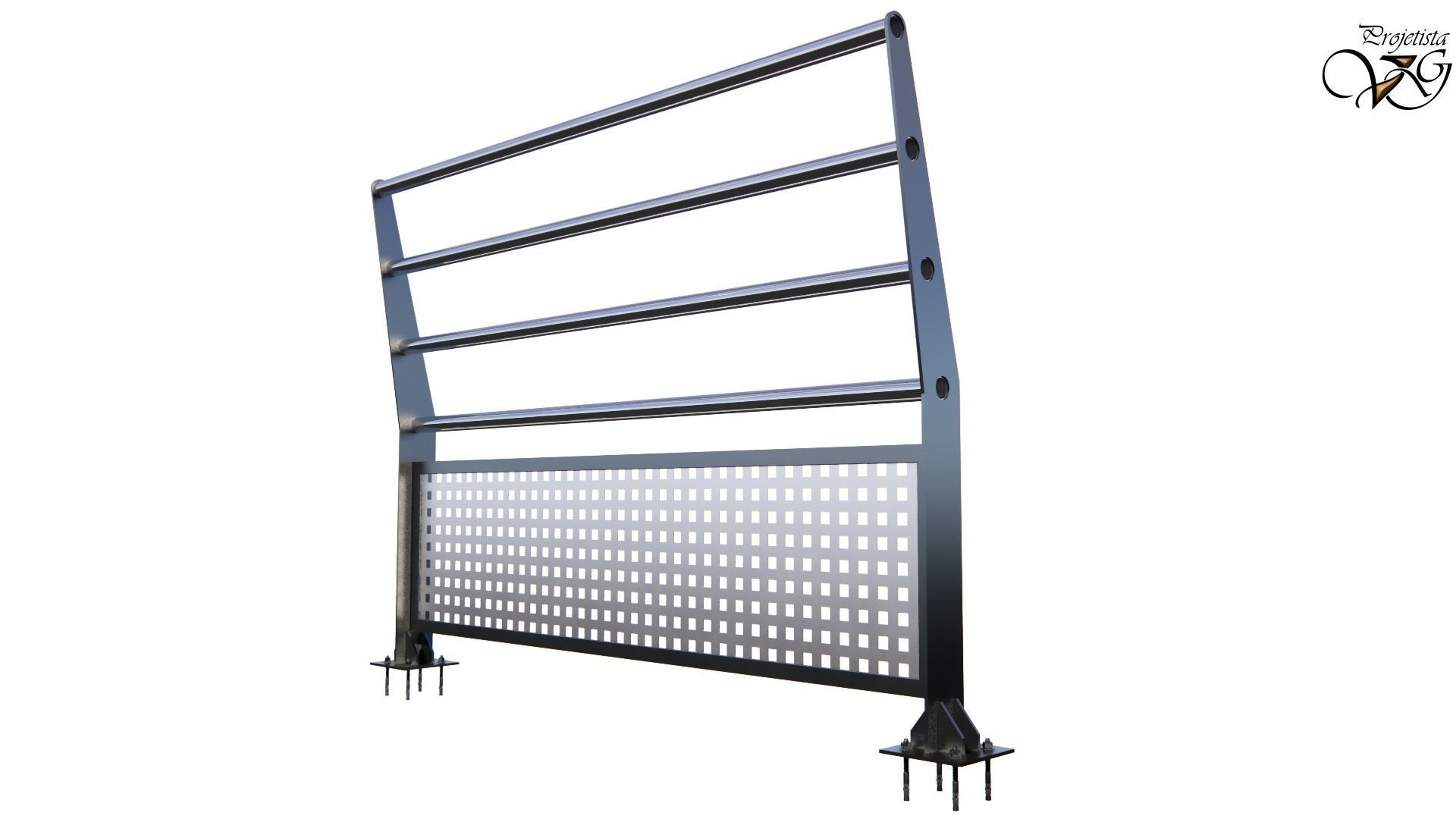 Guarda-corpo em metal 3D model_4