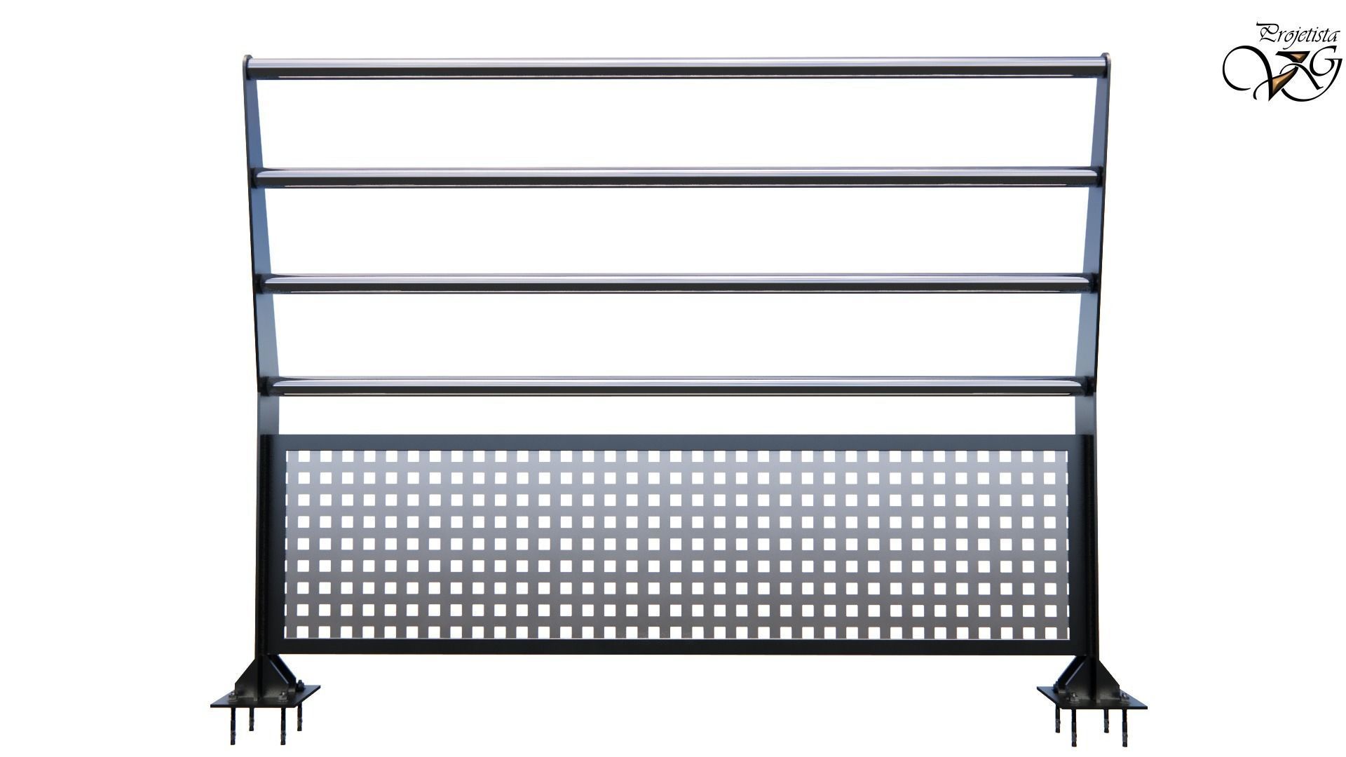 Guarda-corpo em metal 3D model_7