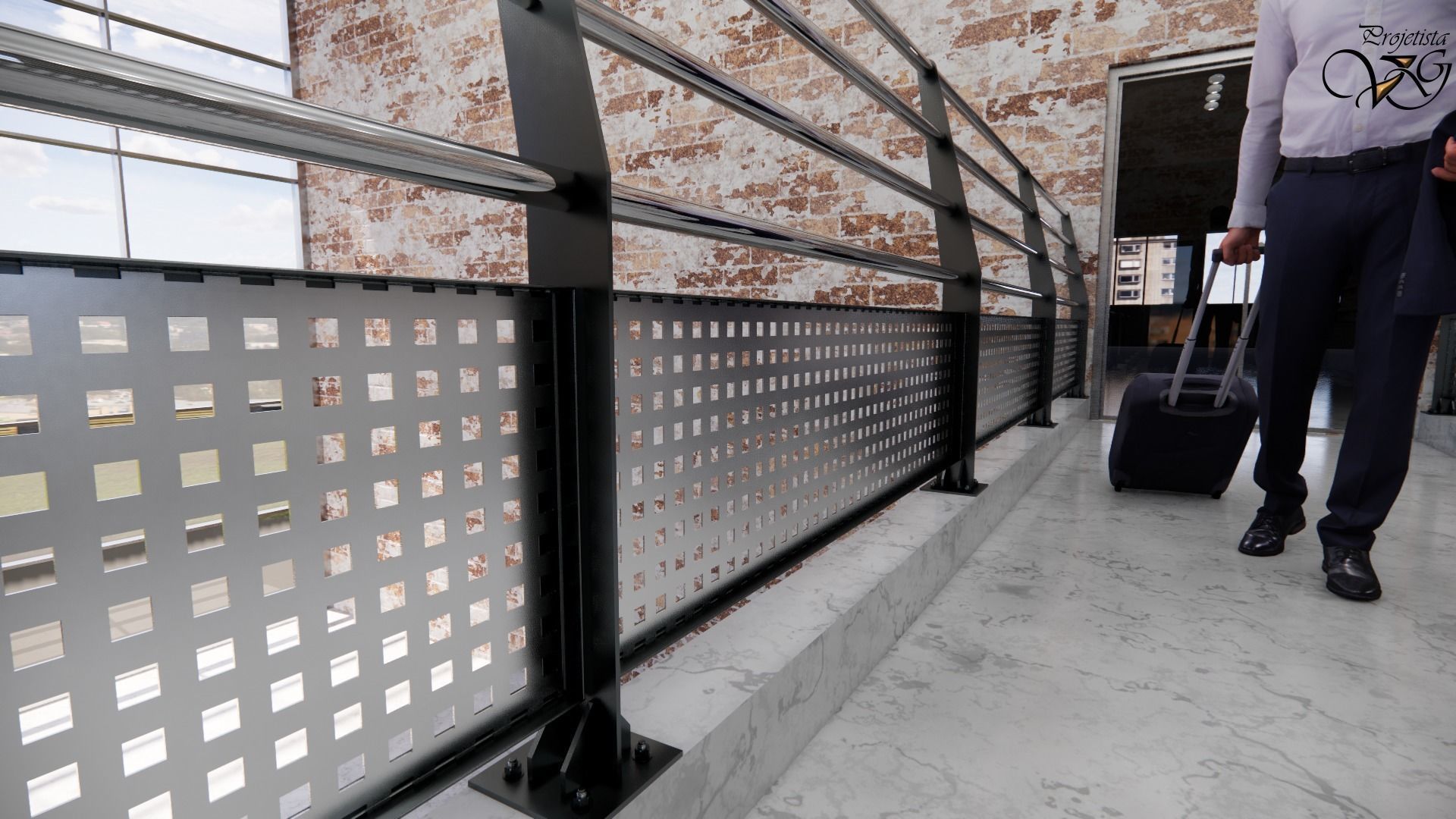 Guarda-corpo em metal 3D model_2