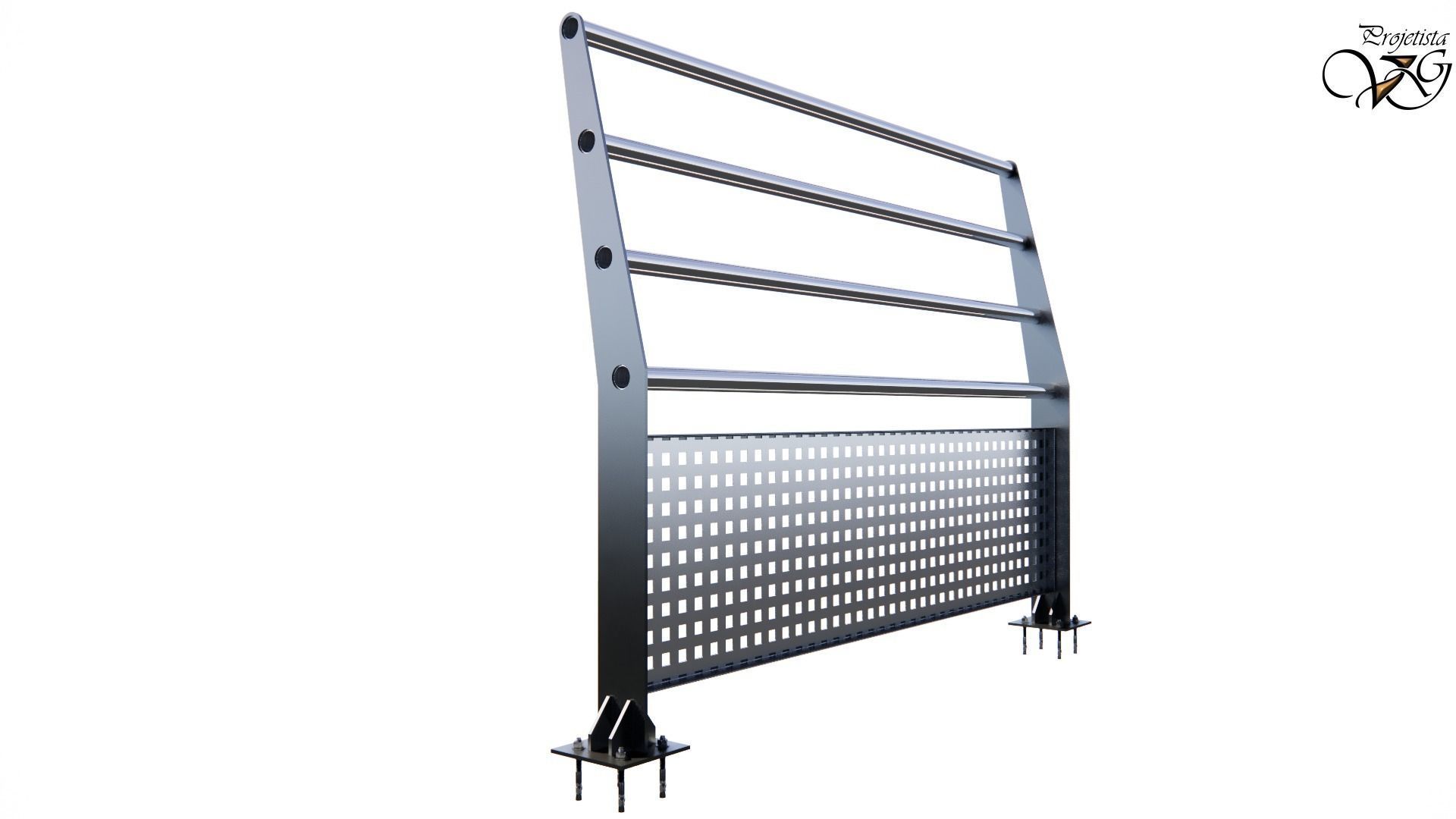 Guarda-corpo em metal 3D model_5