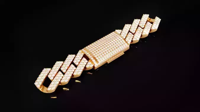 Diamond Cuban link bracelet 6 3D print model