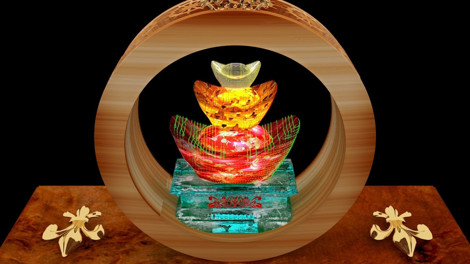 Chinese gold Ingot 3D model_3