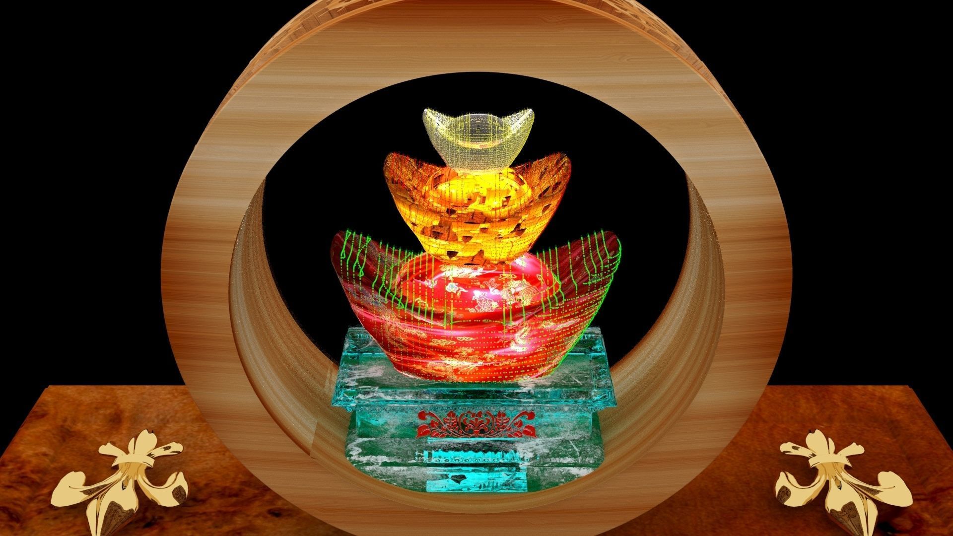 Chinese gold Ingot 3D model_4