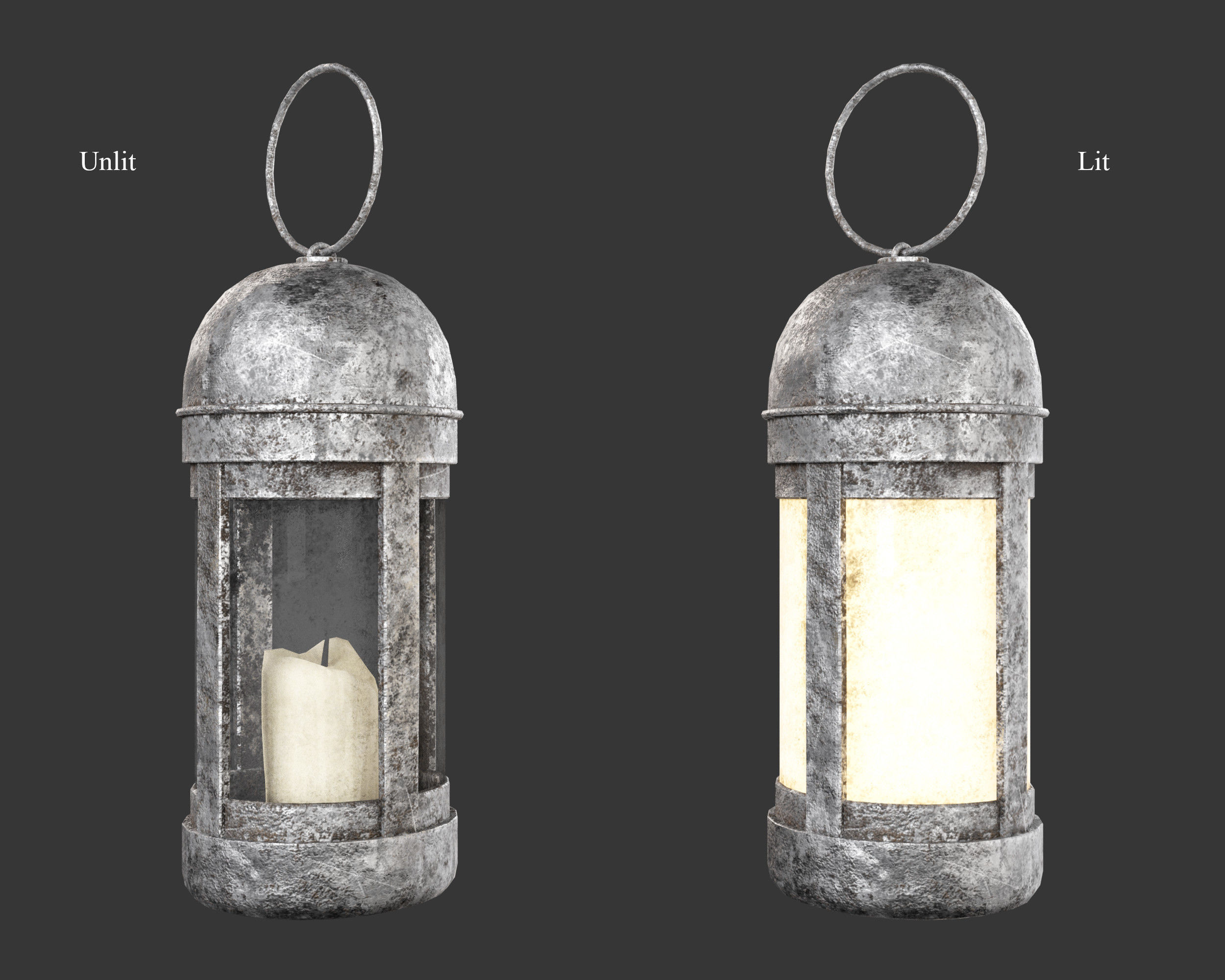 Medieval Common Lighting Lantern Low-poly 3D model_2