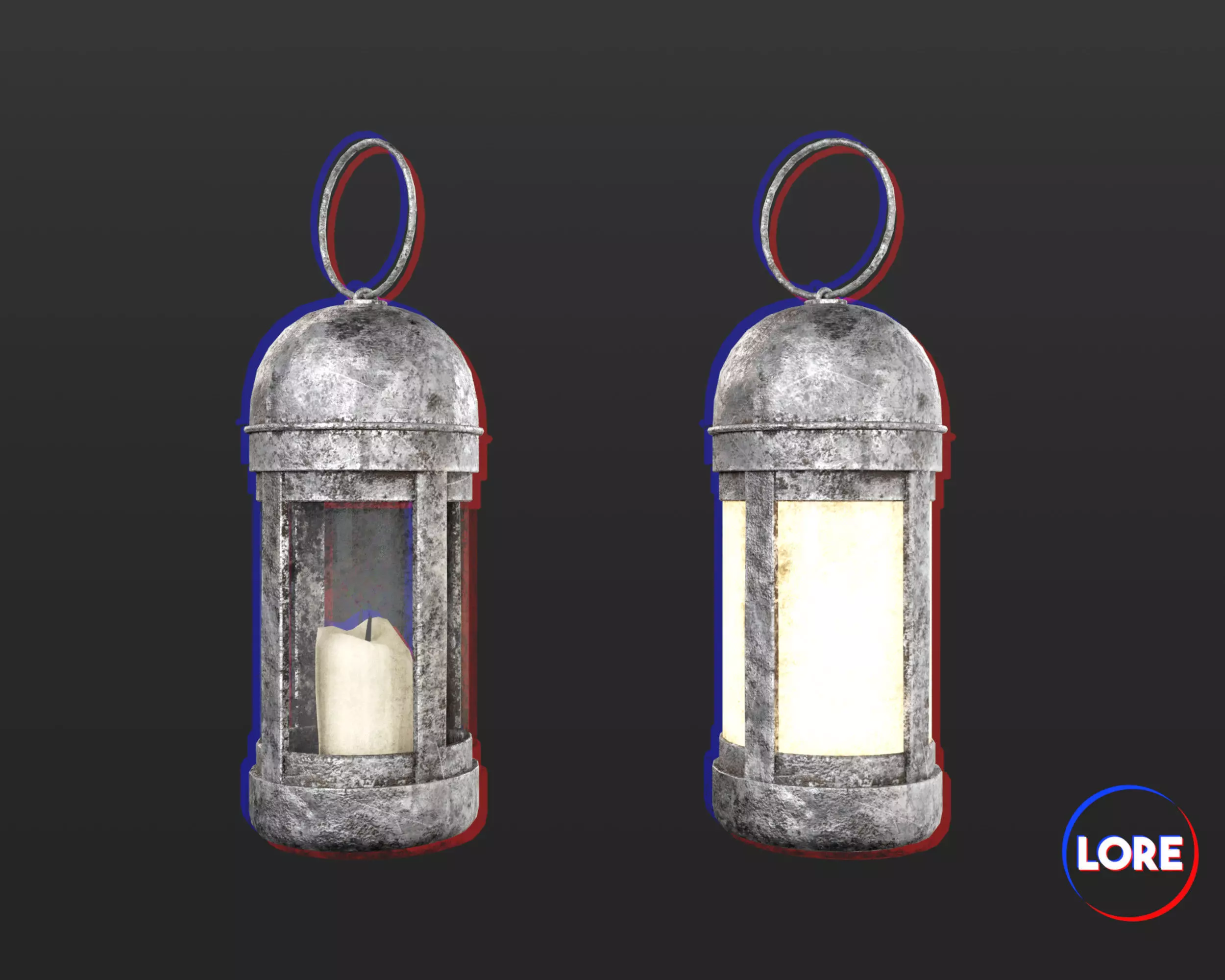 Medieval Common Lighting Lantern Low-poly 3D model_0