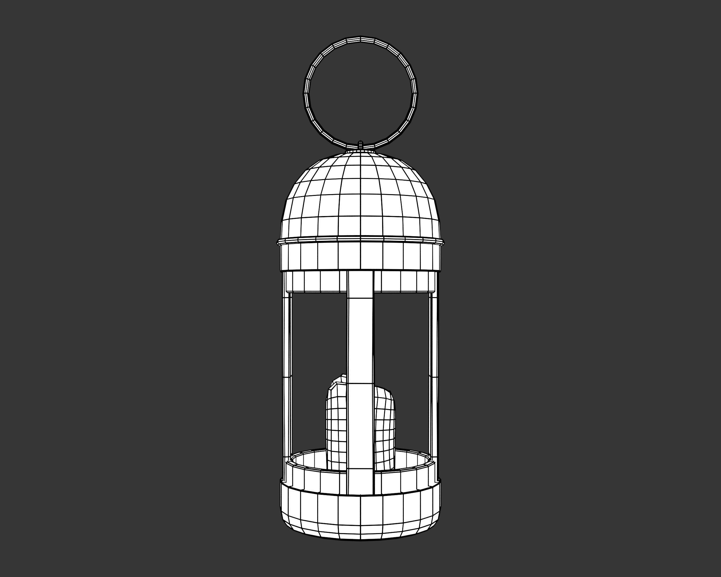 Medieval Common Lighting Lantern Low-poly 3D model_5