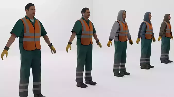 Garbage Worker Pack Low-poly 3D model