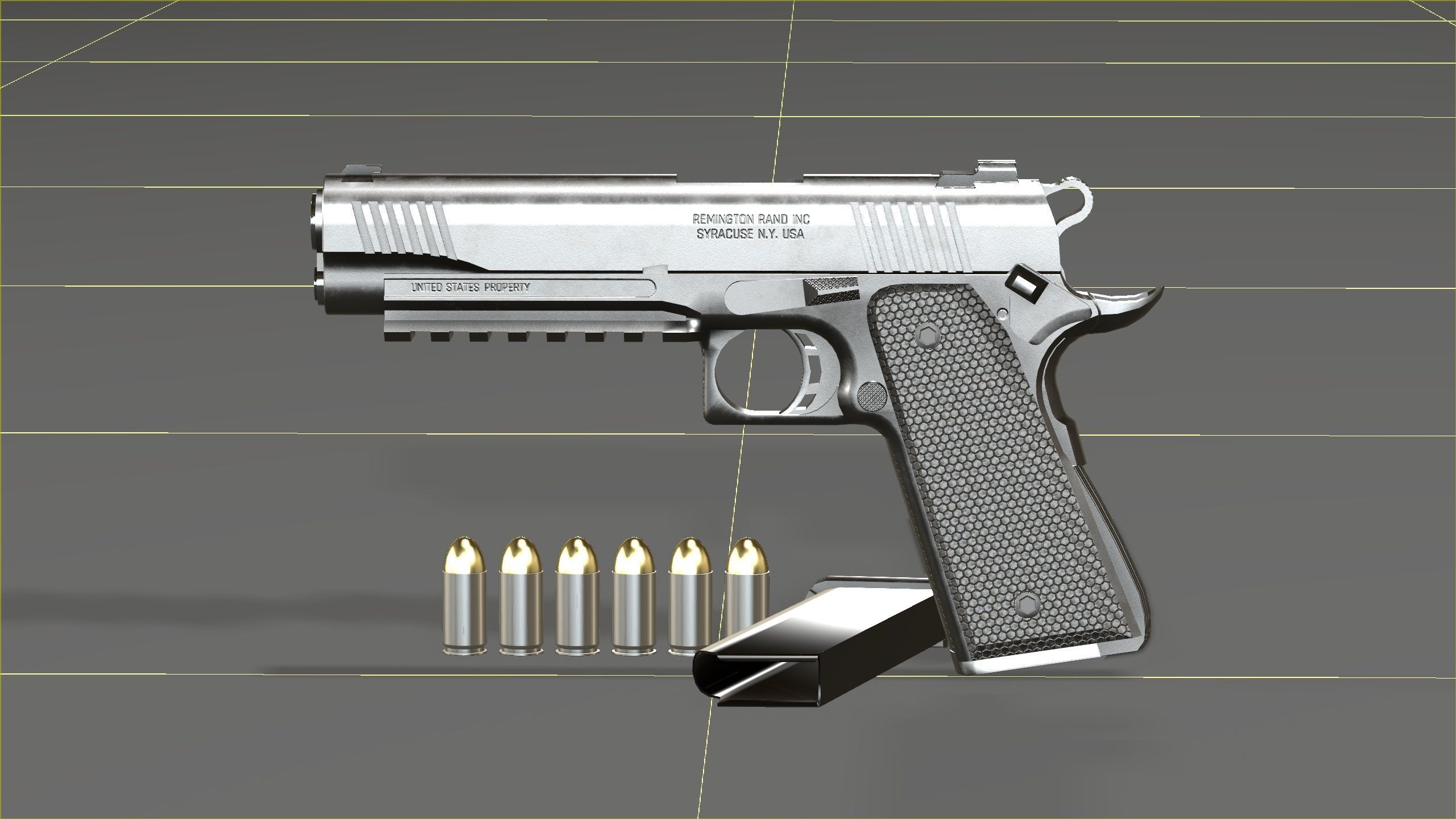 Colt 1911 45 ACP with RMR Low-poly 3D model_29