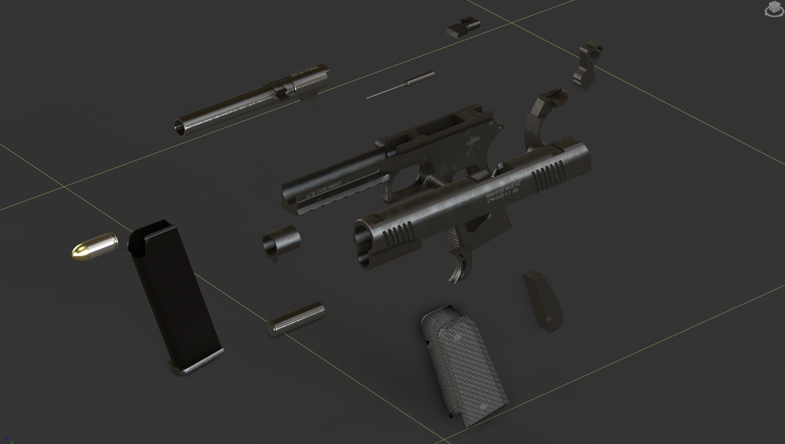 Colt 1911 45 ACP with RMR Low-poly 3D model_1