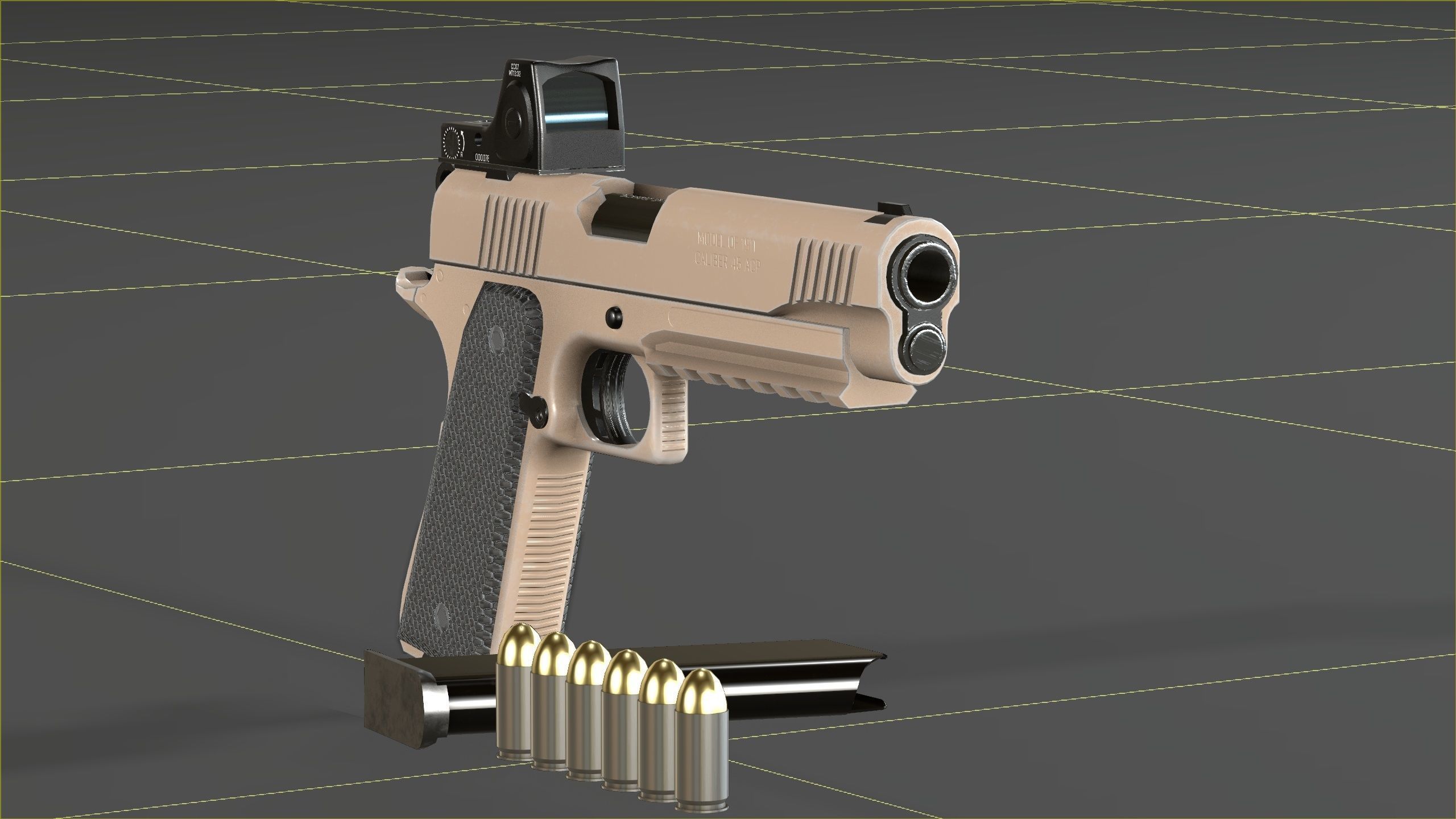 Colt 1911 45 ACP with RMR Low-poly 3D model_25