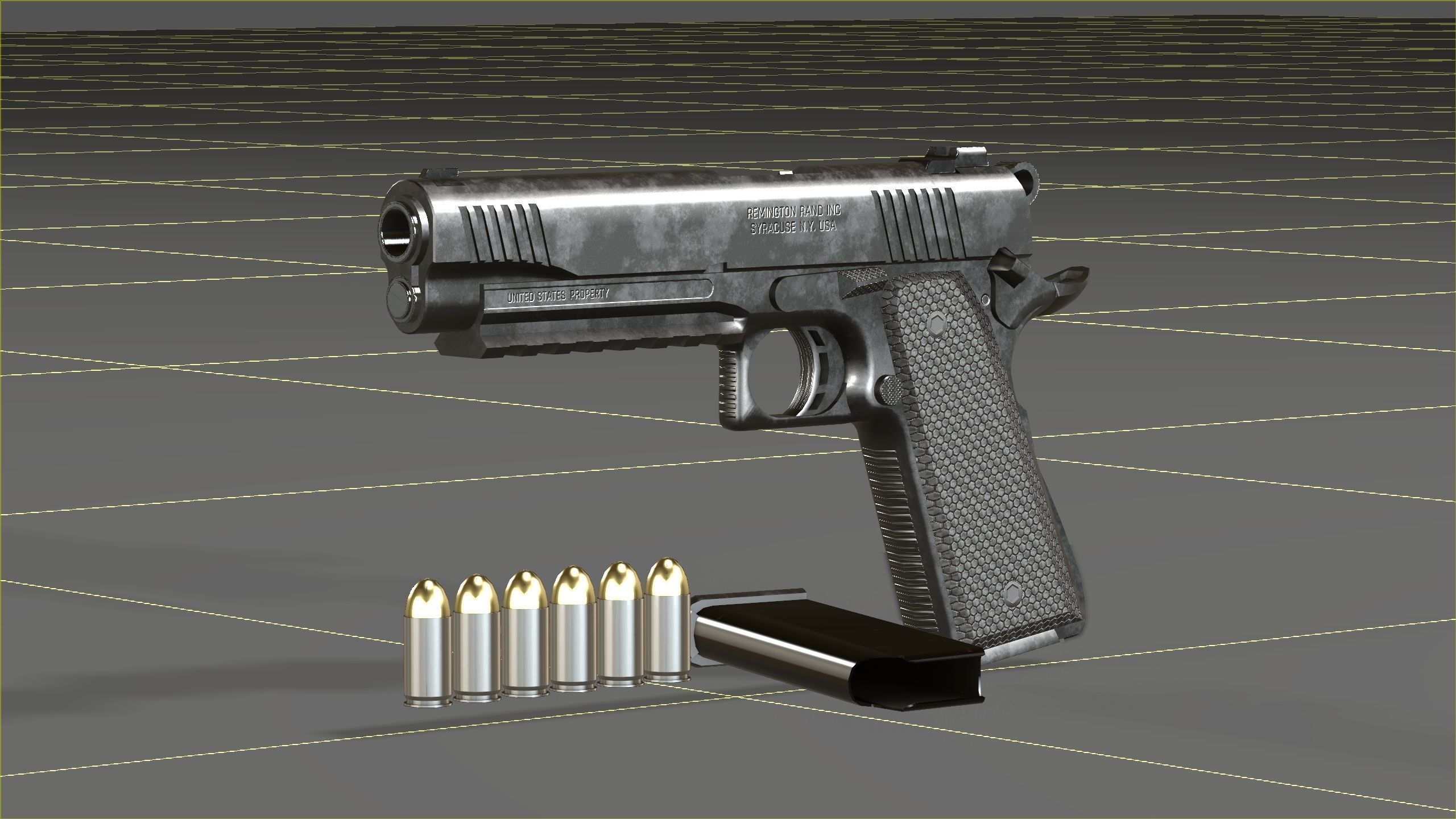 Colt 1911 45 ACP with RMR Low-poly 3D model_20