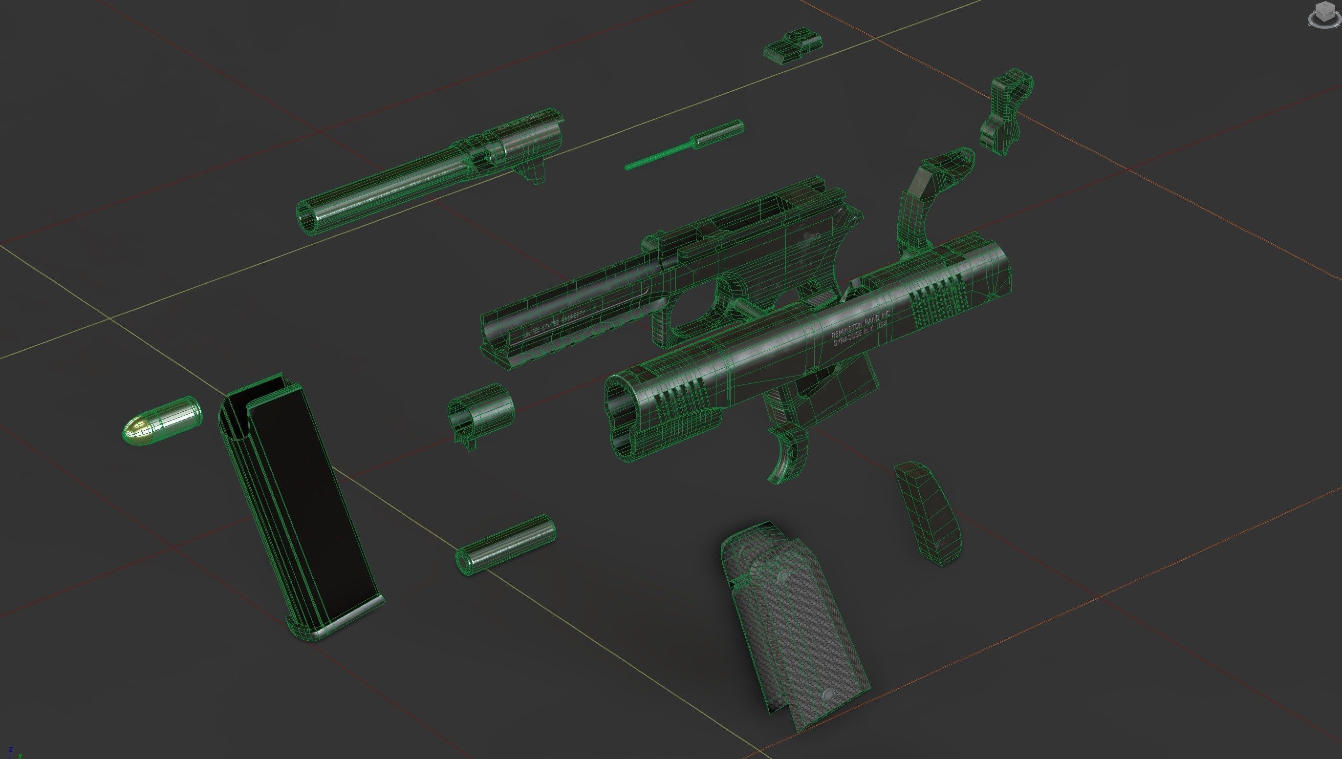 Colt 1911 45 ACP with RMR Low-poly 3D model_2