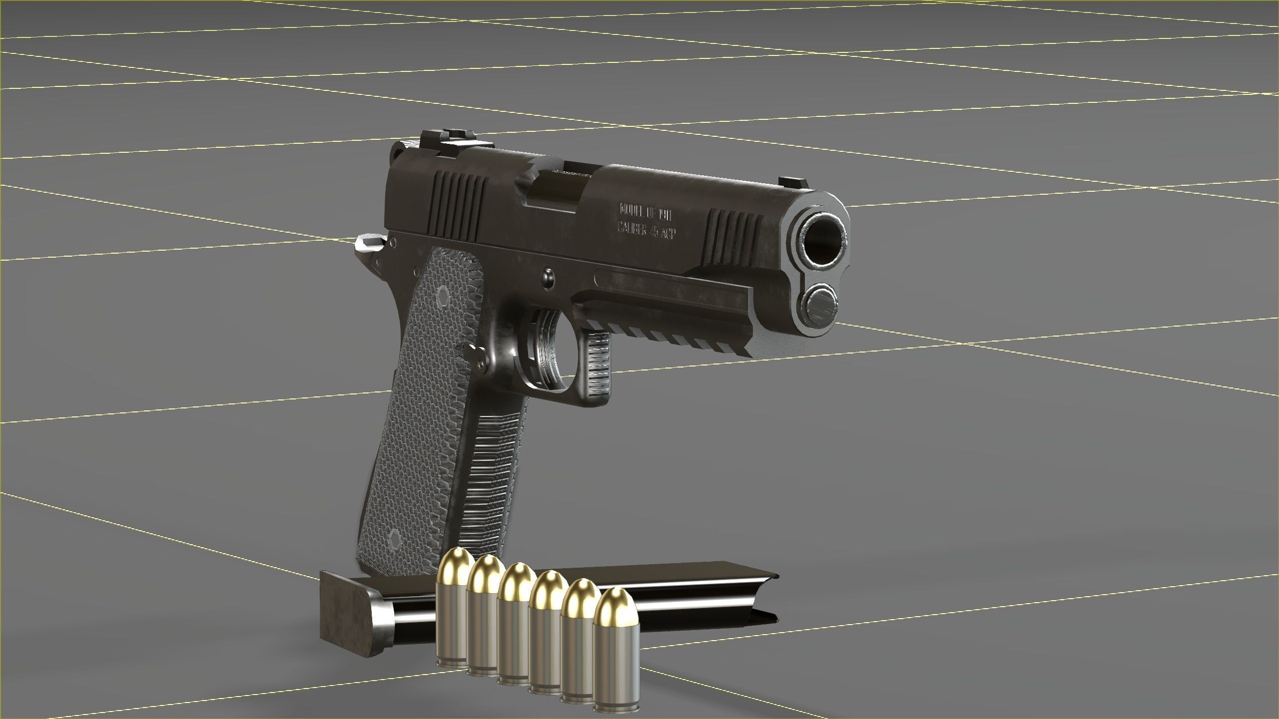 Colt 1911 45 ACP with RMR Low-poly 3D model_23