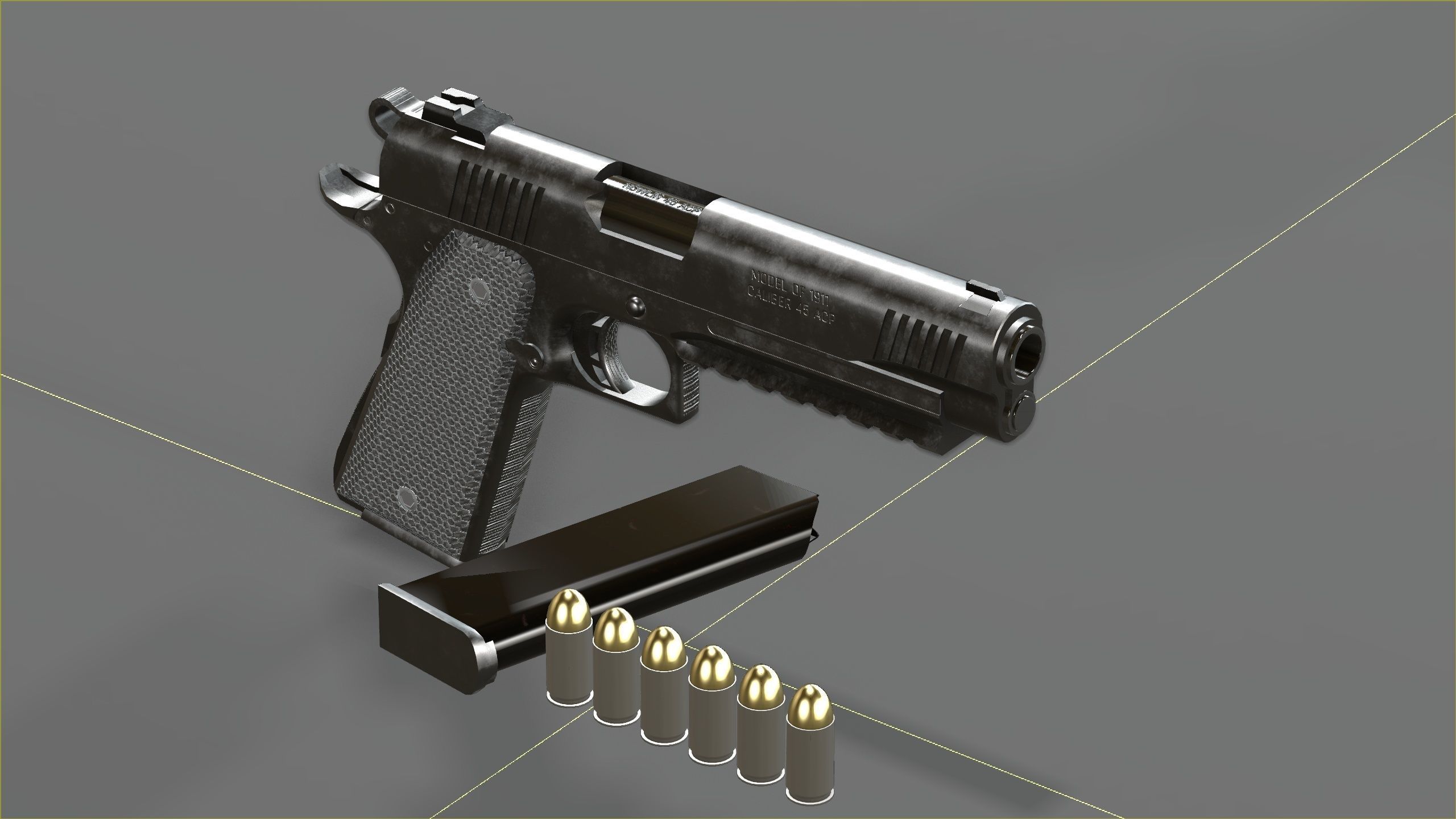 Colt 1911 45 ACP with RMR Low-poly 3D model_14
