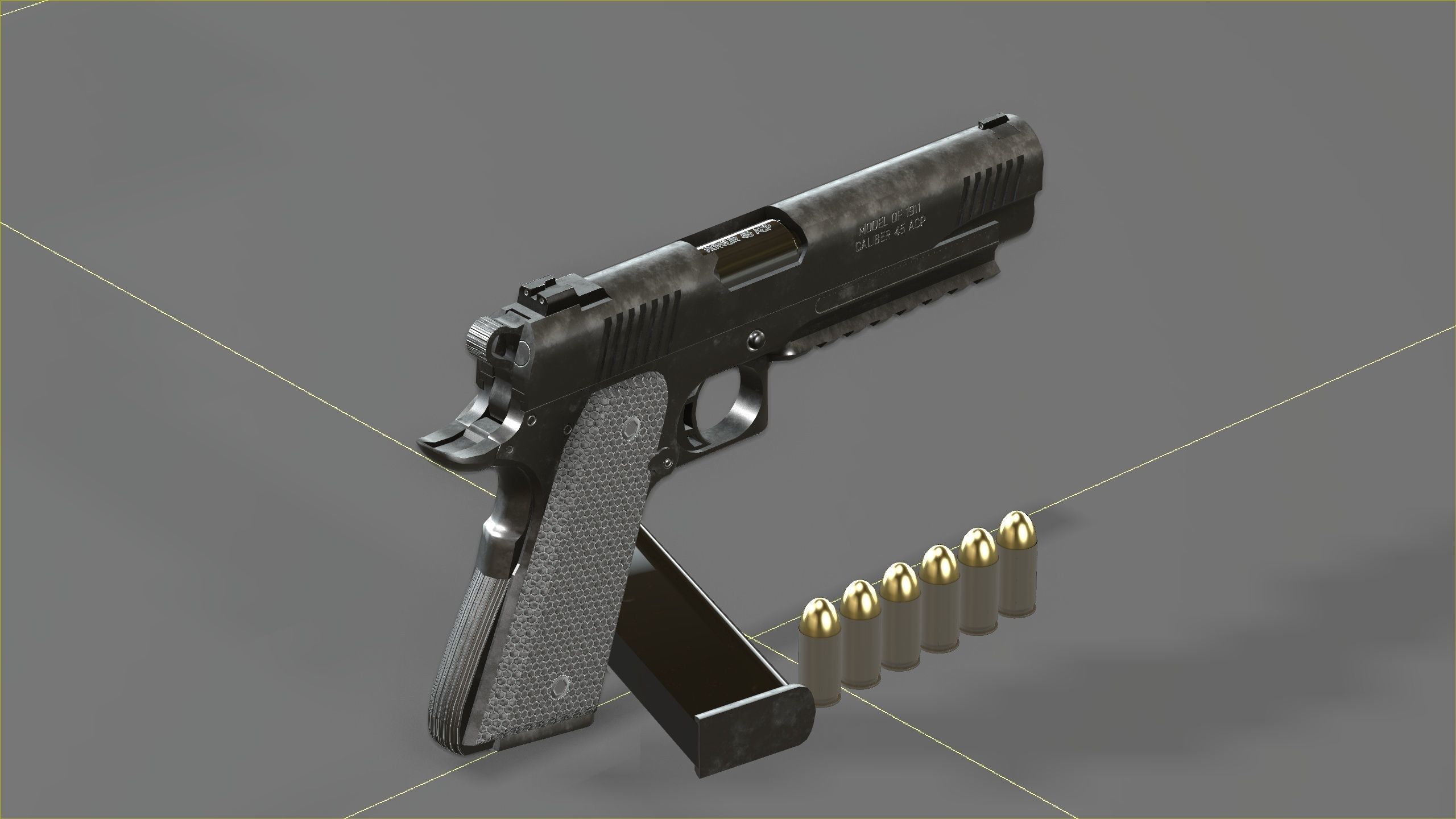 Colt 1911 45 ACP with RMR Low-poly 3D model_11