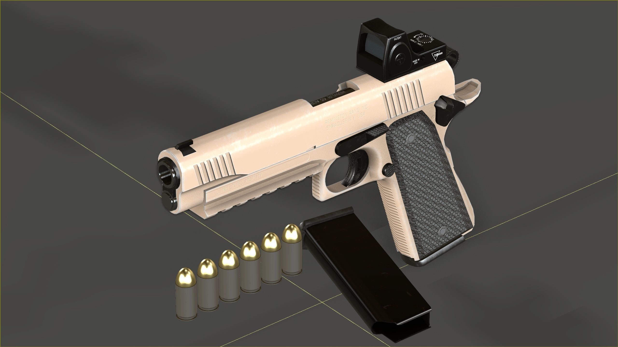 Colt 1911 45 ACP with RMR Low-poly 3D model_7
