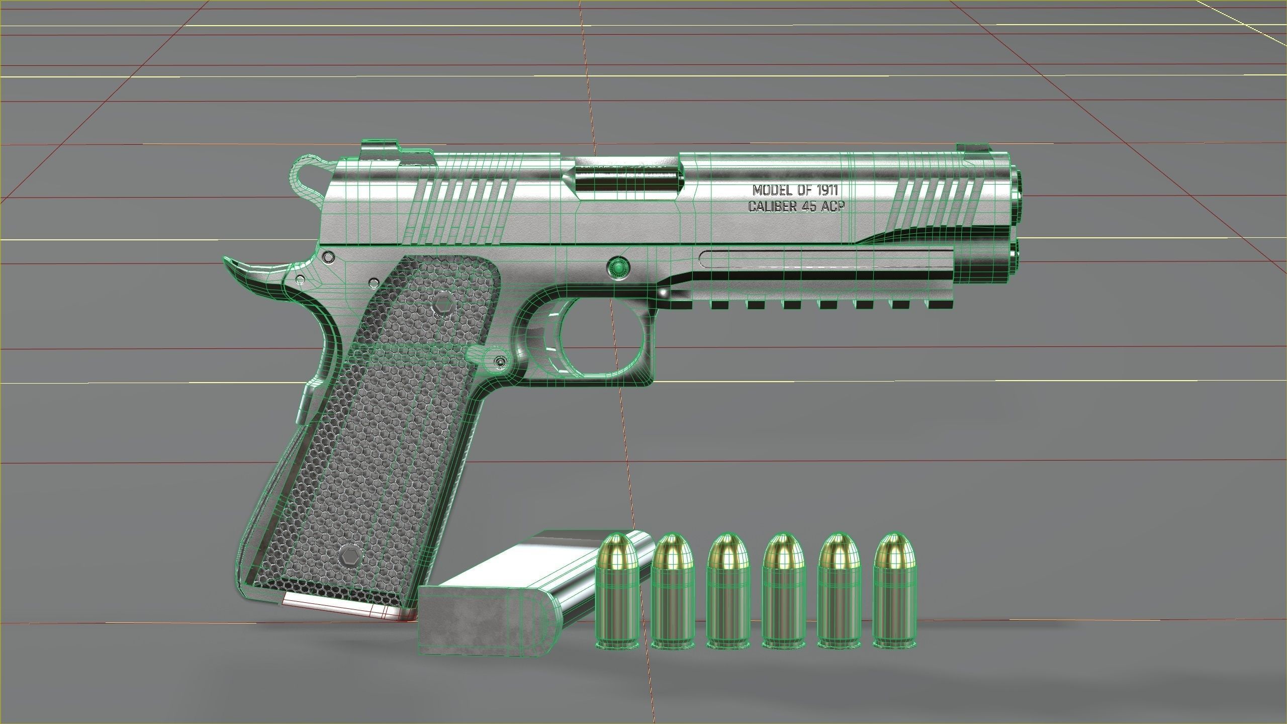 Colt 1911 45 ACP with RMR Low-poly 3D model_27