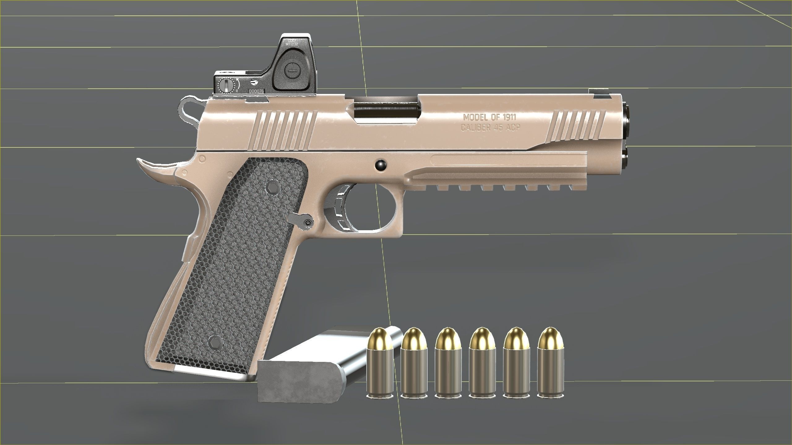 Colt 1911 45 ACP with RMR Low-poly 3D model_28