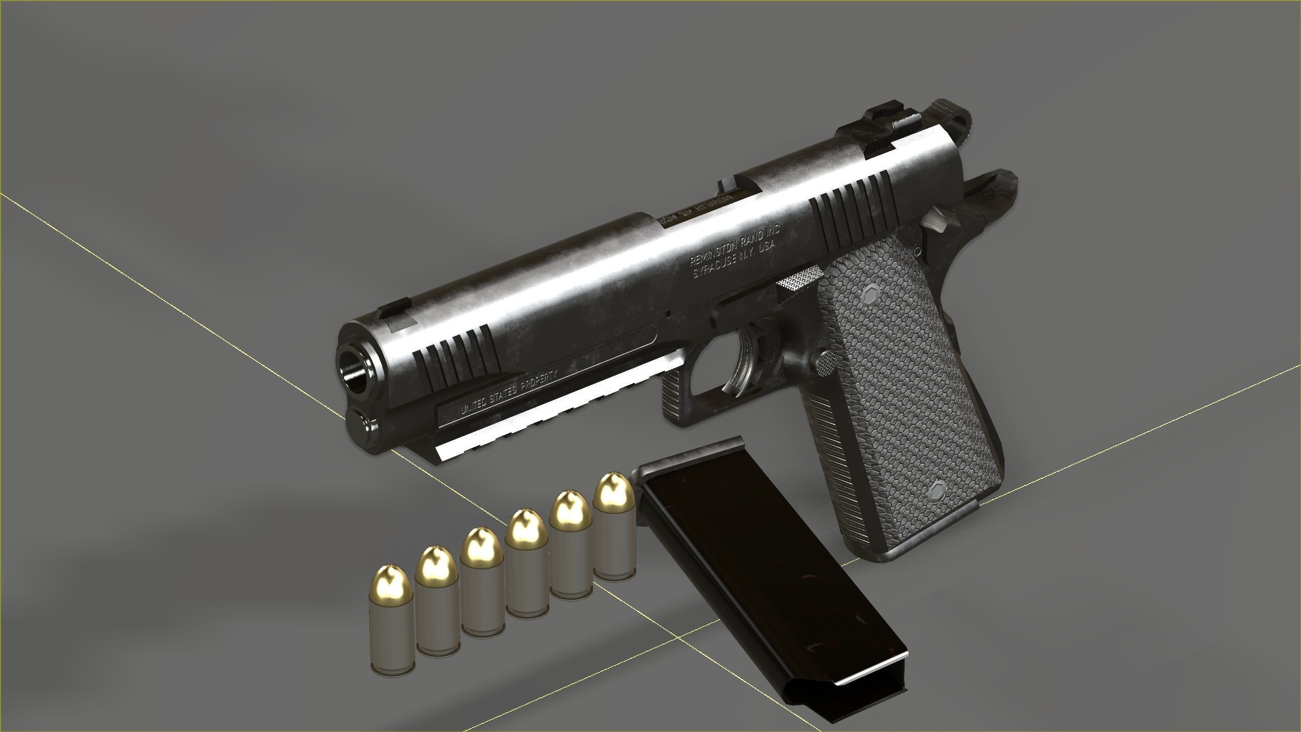 Colt 1911 45 ACP with RMR Low-poly 3D model_5