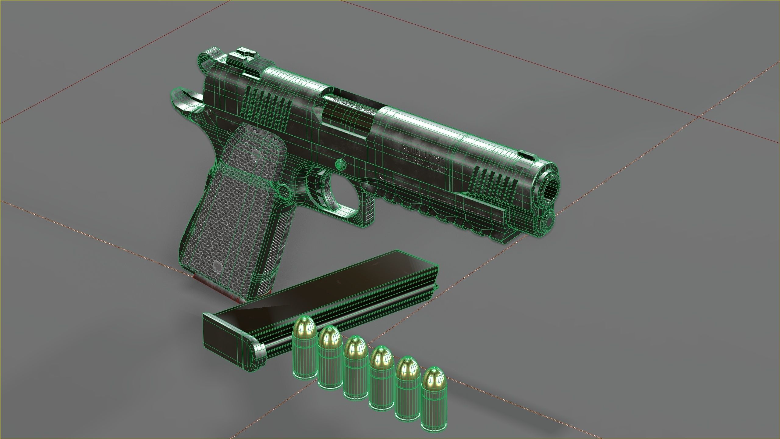 Colt 1911 45 ACP with RMR Low-poly 3D model_15