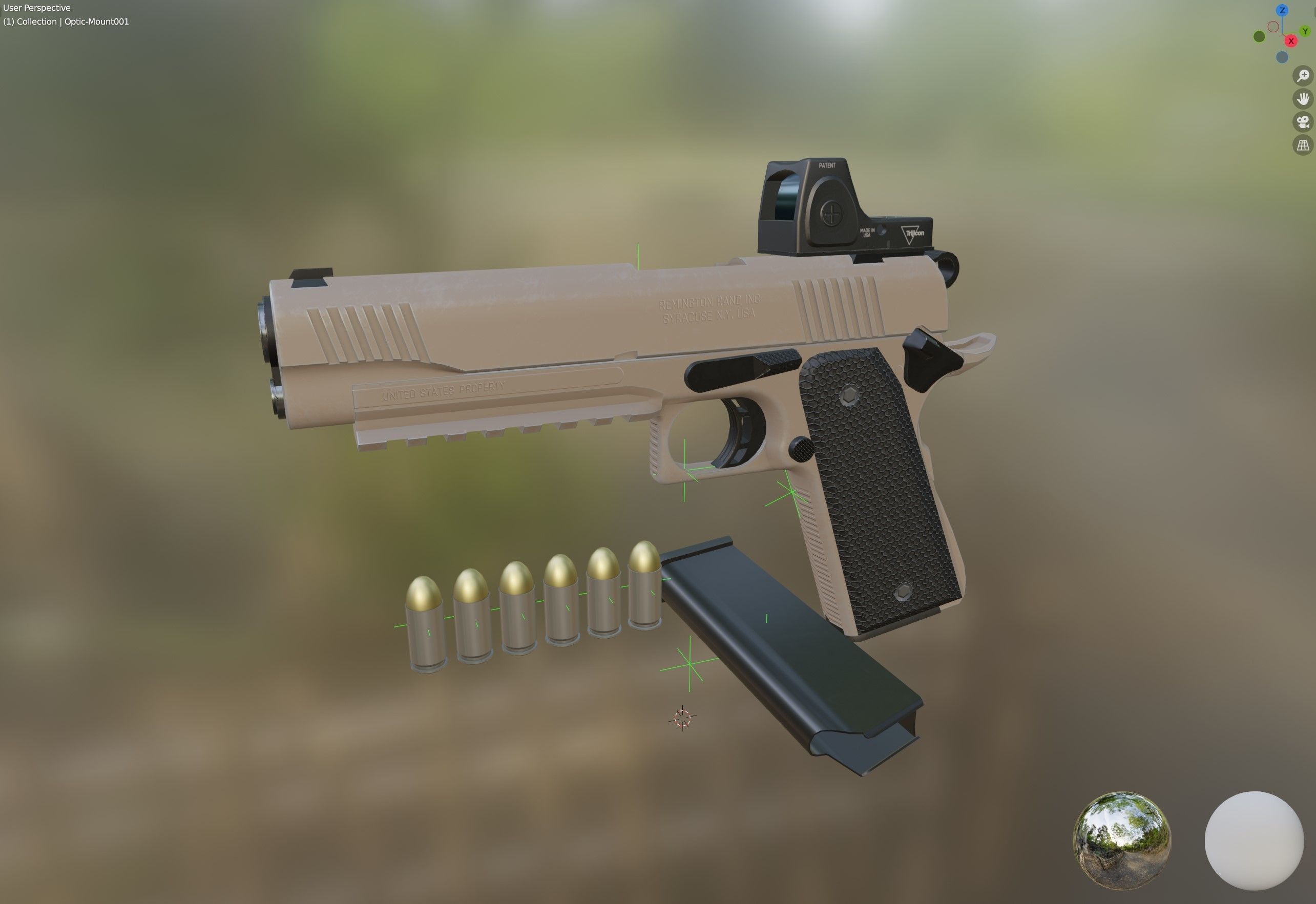 Colt 1911 45 ACP with RMR Low-poly 3D model_4
