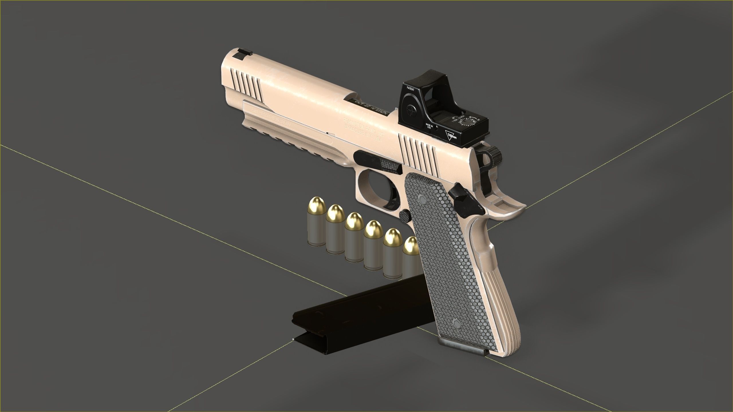 Colt 1911 45 ACP with RMR Low-poly 3D model_10