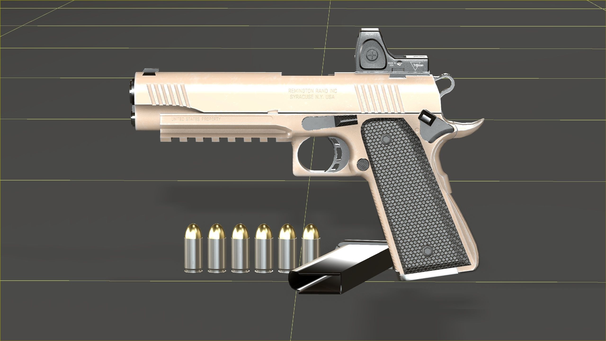 Colt 1911 45 ACP with RMR Low-poly 3D model_31