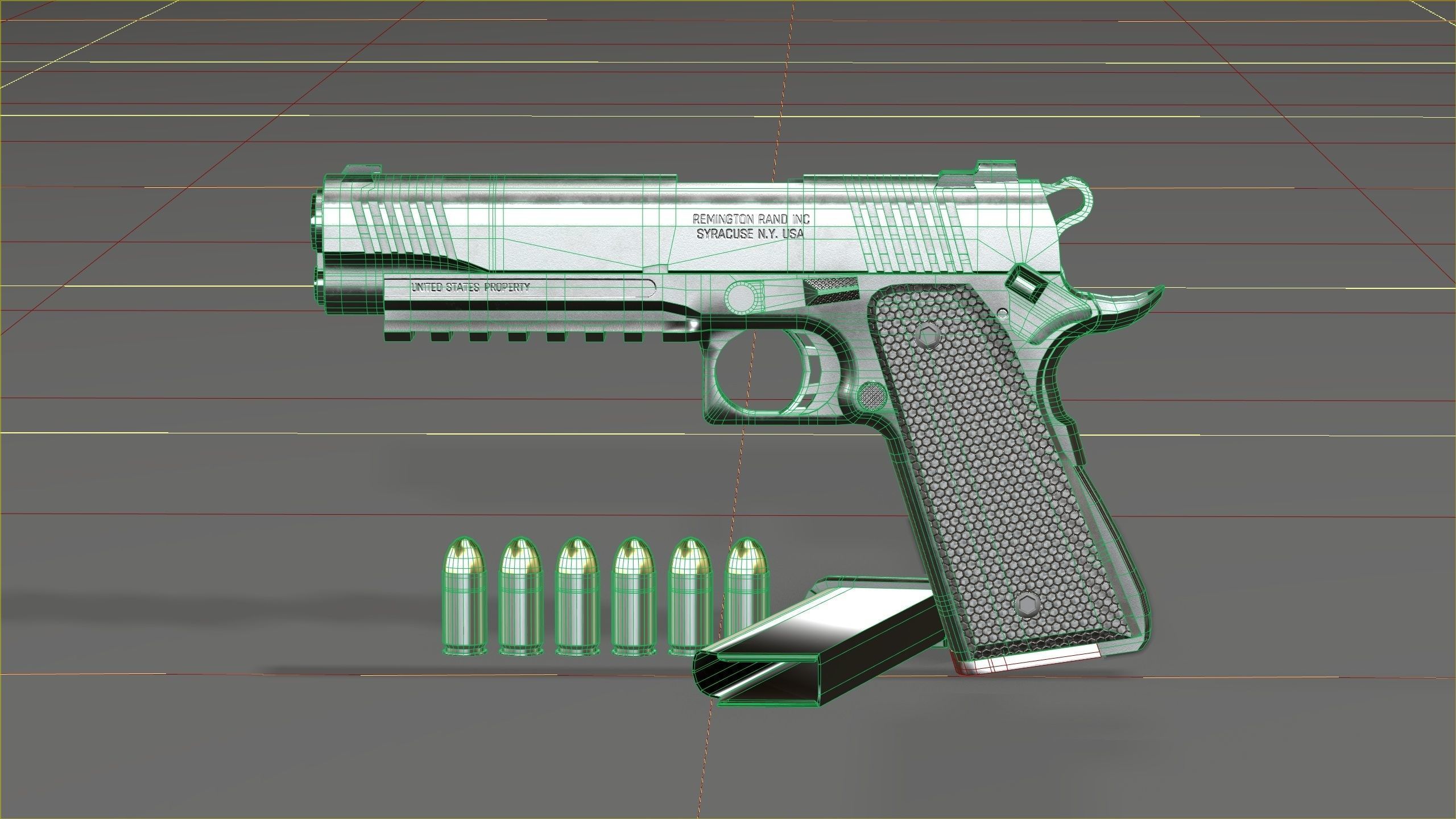 Colt 1911 45 ACP with RMR Low-poly 3D model_30