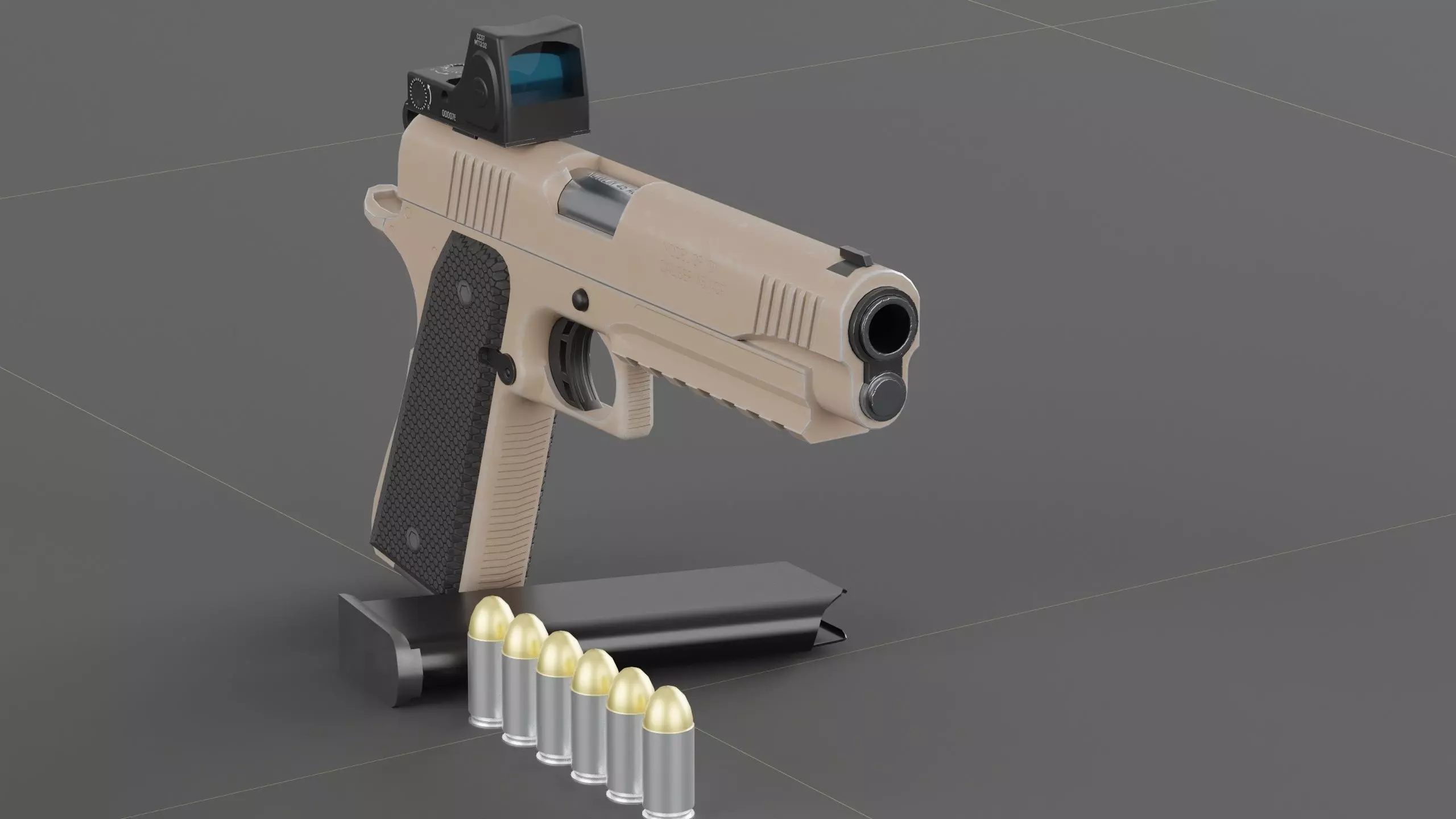 Colt 1911 45 ACP with RMR Low-poly 3D model_0