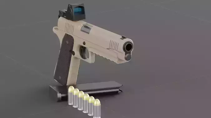 Colt 1911 45 ACP with RMR Low-poly 3D model