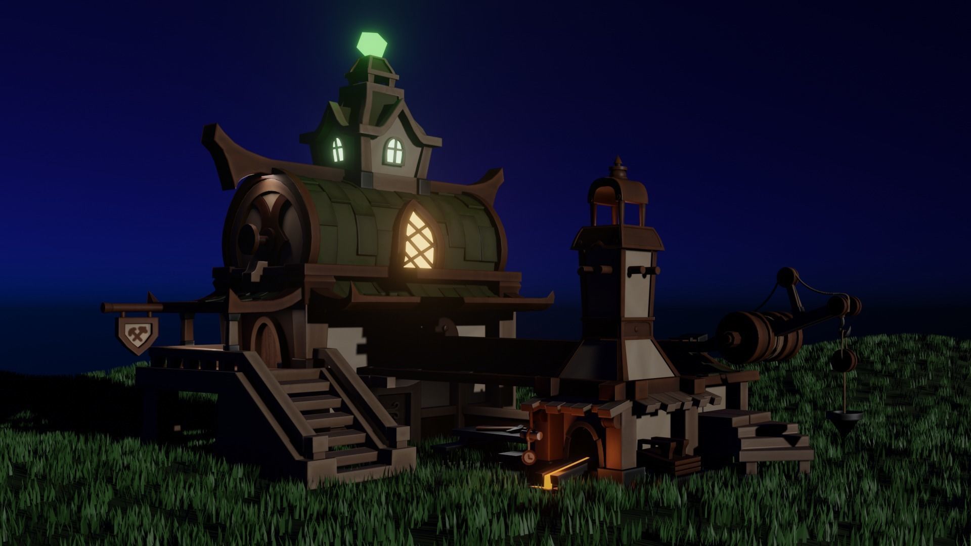 Stylized House - Low Poly Low-poly 3D model_2