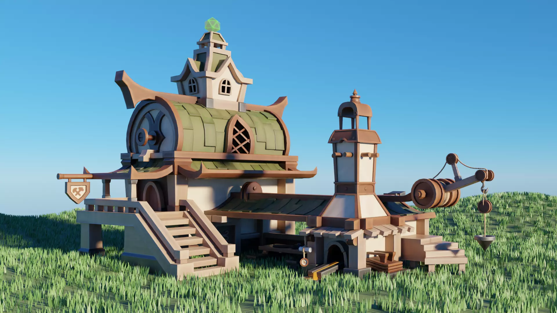Stylized House - Low Poly Low-poly 3D model_0