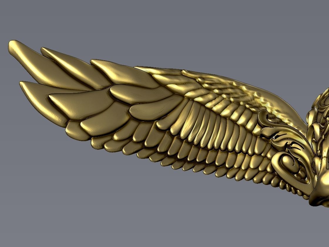 Ornamental Skull with Wings Pendant 3D print model_8