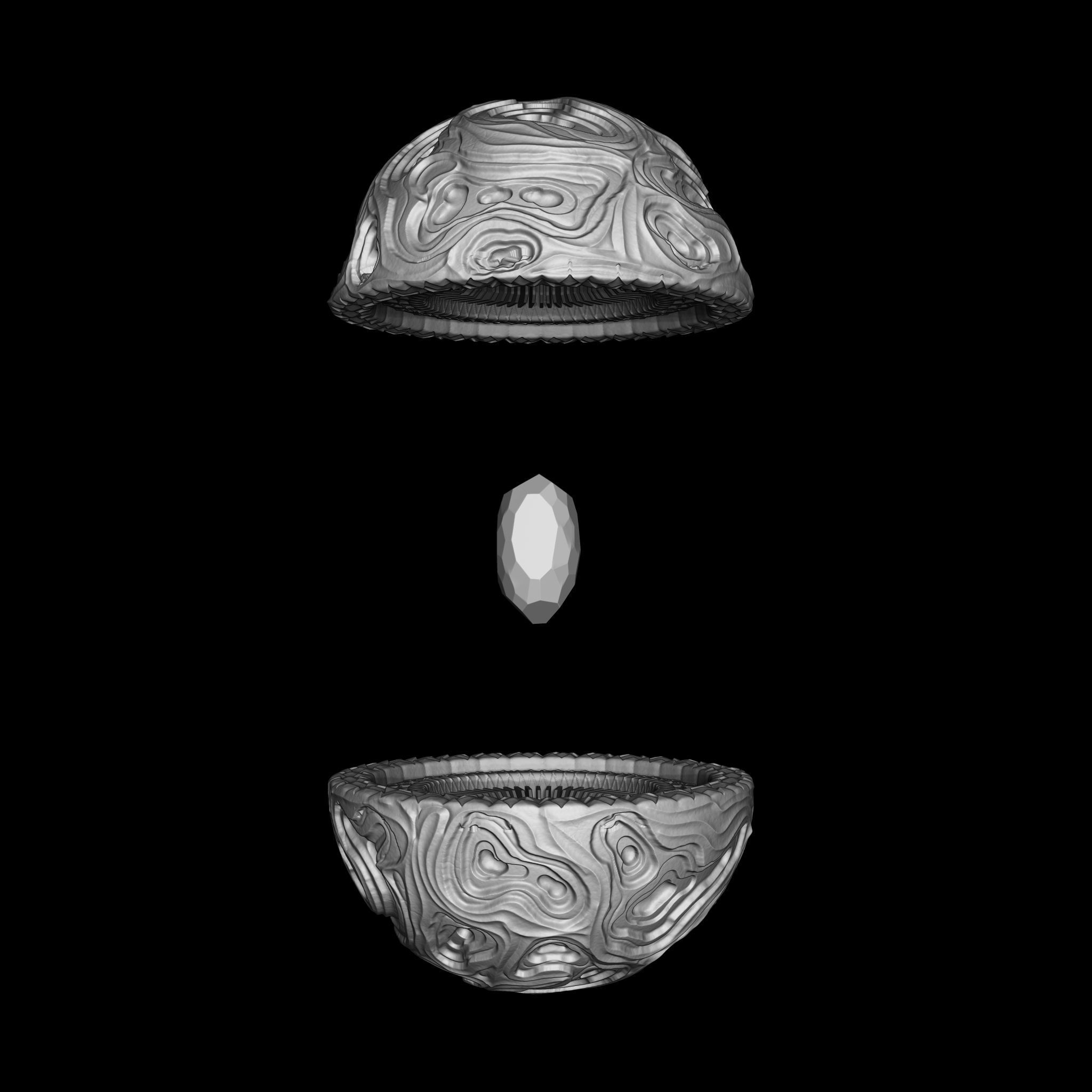 Alien crest high poly Low-poly 3D model_8