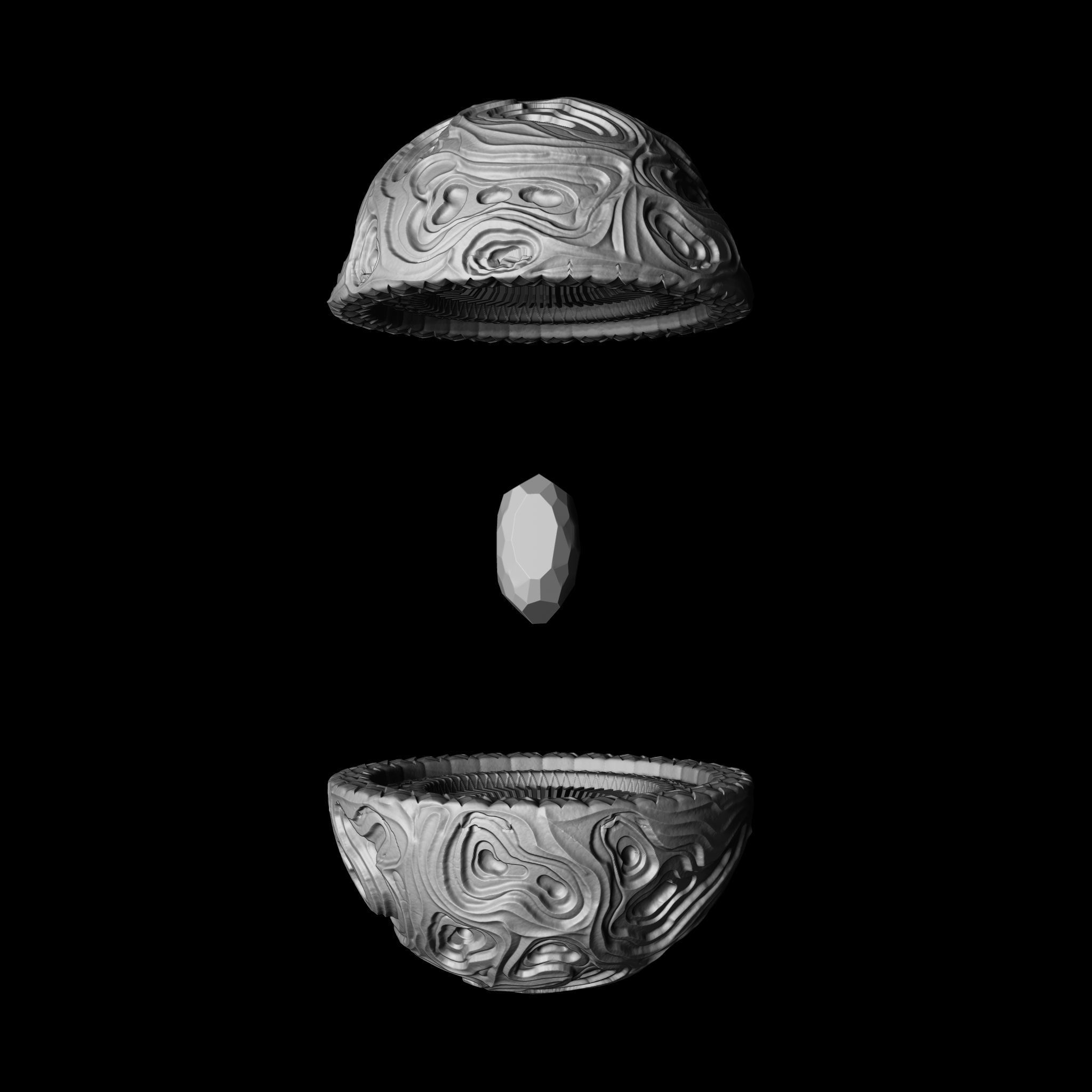 Alien crest high poly Low-poly 3D model_9