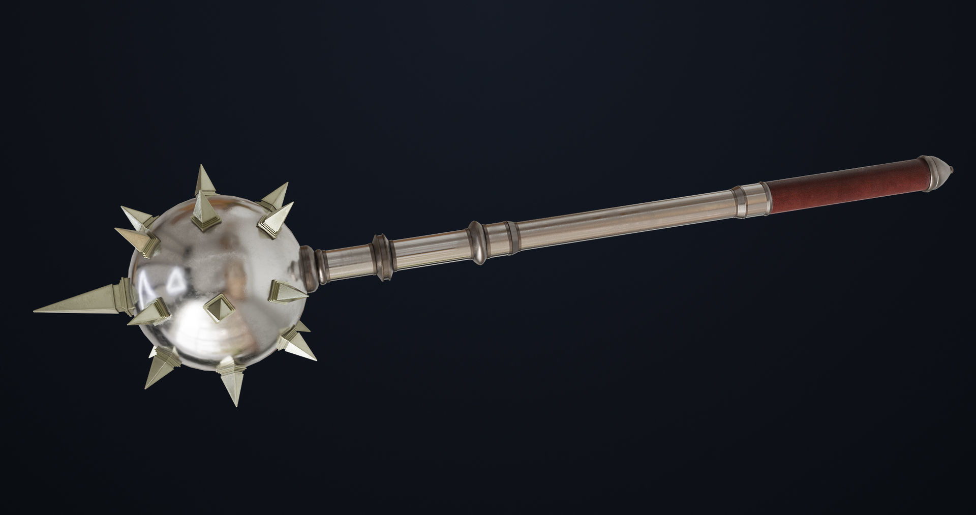 Silver Mace 01 All PBR Unity UE Textures Included  Low-poly 3D model_11