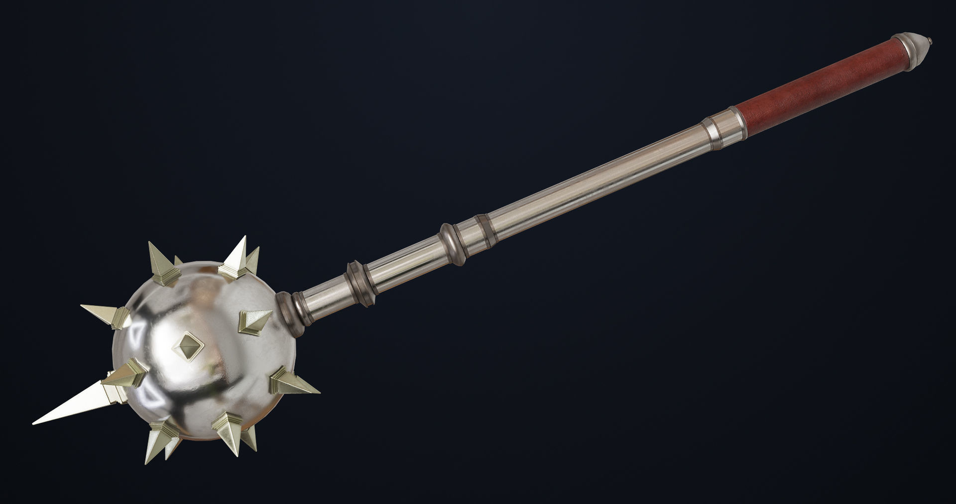 Silver Mace 01 All PBR Unity UE Textures Included  Low-poly 3D model_5