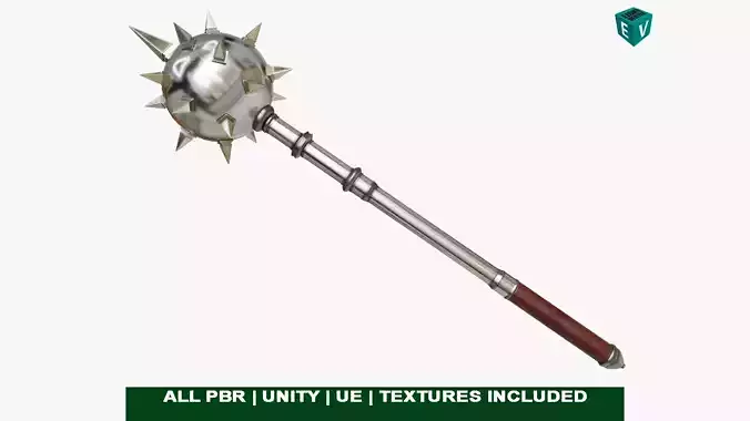 Silver Mace 01 All PBR Unity UE Textures Included 