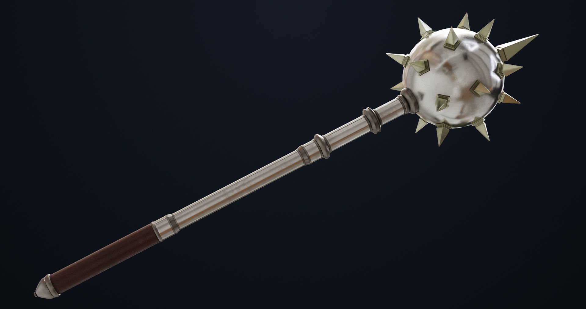 Silver Mace 01 All PBR Unity UE Textures Included  Low-poly 3D model_9