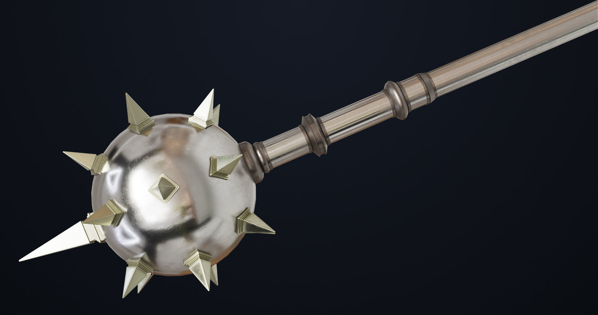 Silver Mace 01 All PBR Unity UE Textures Included  Low-poly 3D model_6