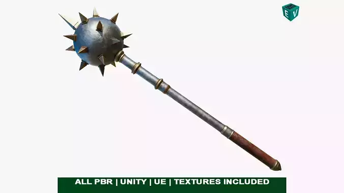 Old Medieval Mace 01 All PBR Unity UE Textures