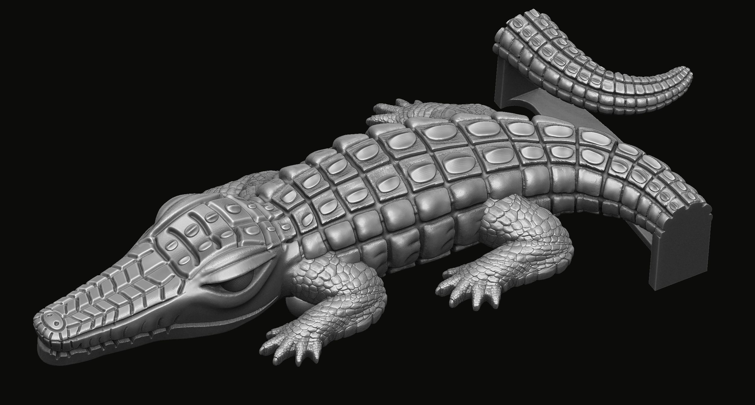 Crocodile belt 3D print model_3