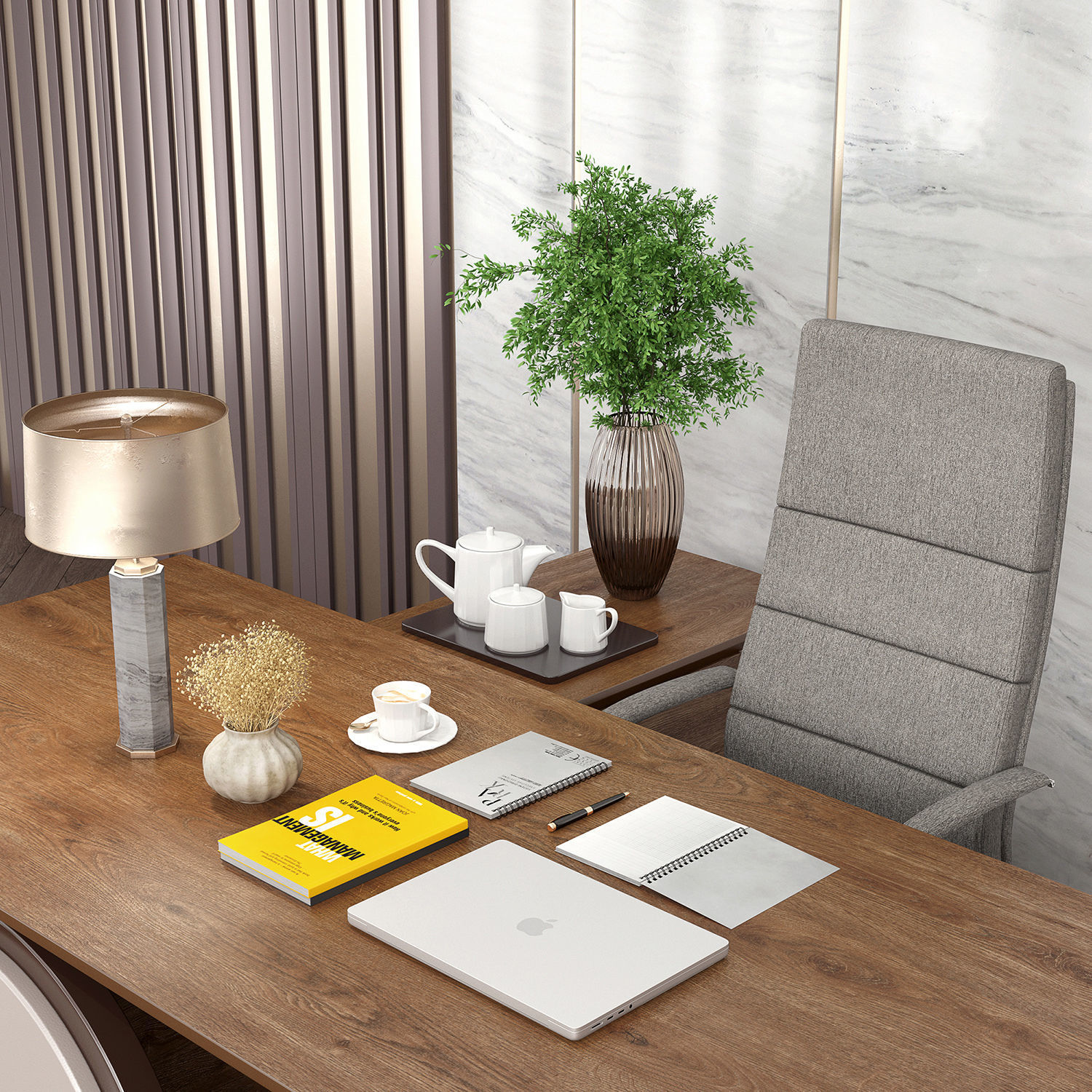 Workplace manager desk 01 - Boss desk 3D model_2
