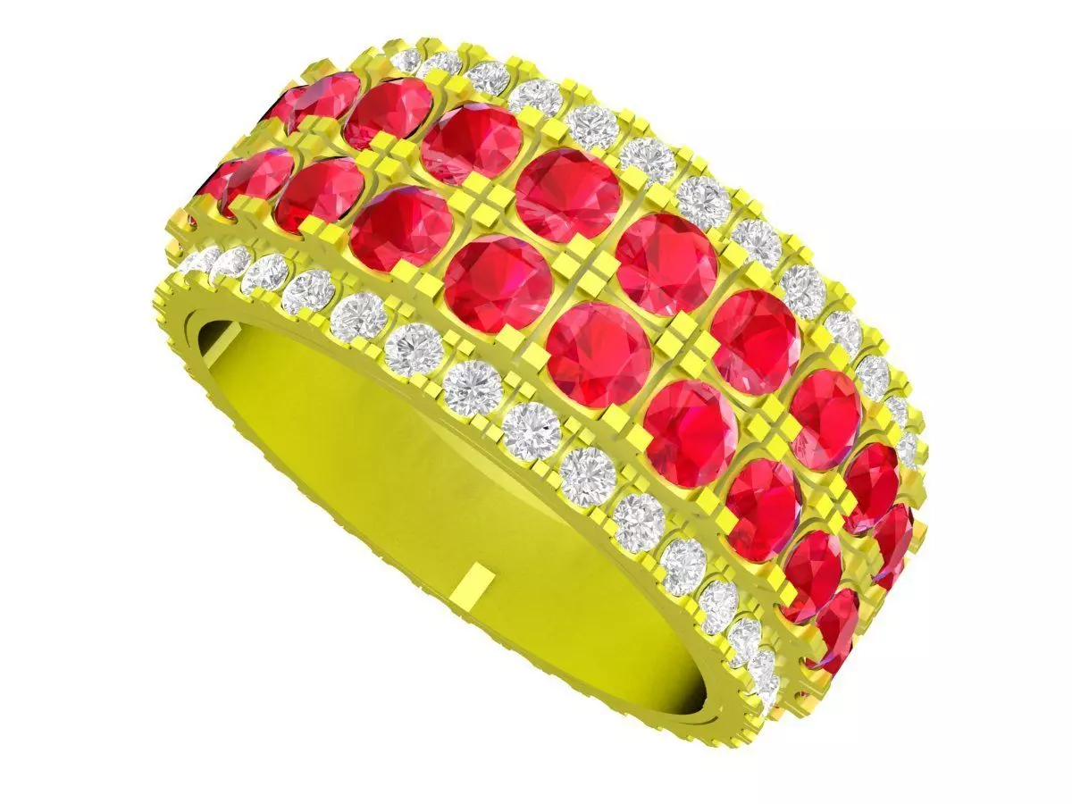 Luxury Multi Row Pave Gemstone Band Ring 4853 3D print model