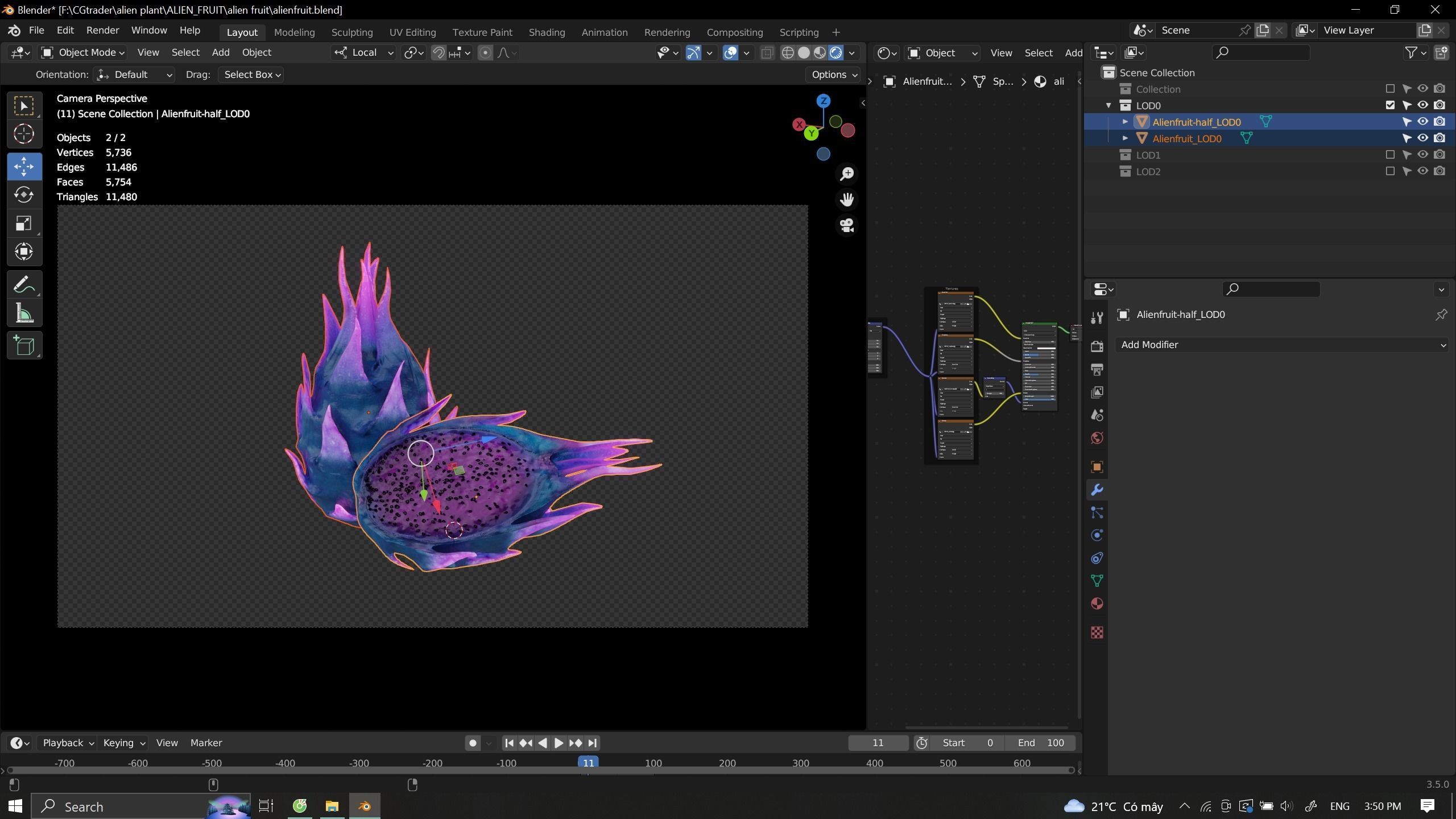 Alien Magic Fruit Low-poly 3D model_11
