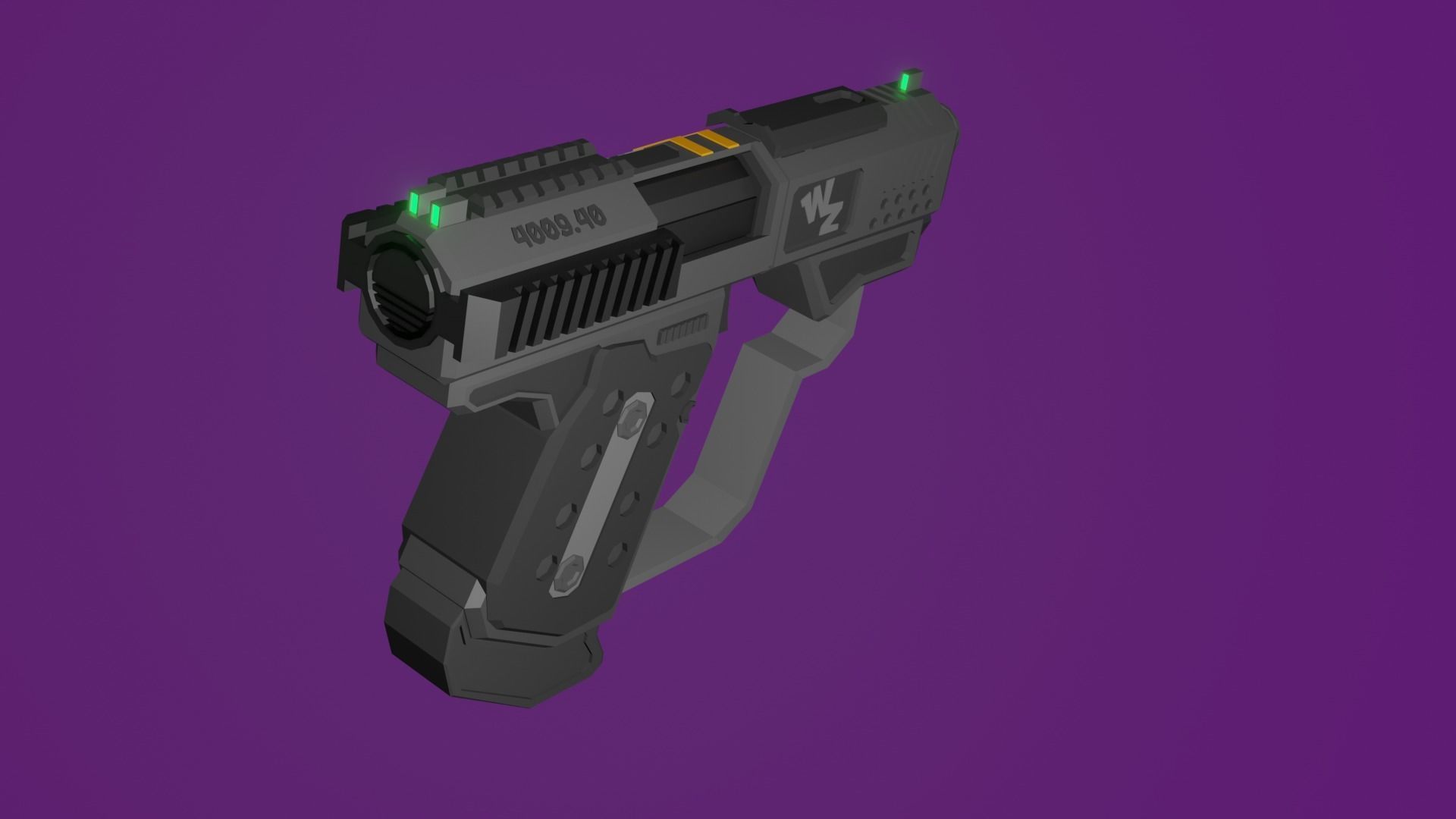 Futuristic Pocket Pistol Low-poly 3D model_3
