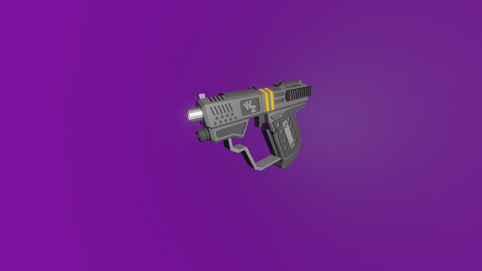 Futuristic Pocket Pistol Low-poly 3D model_1