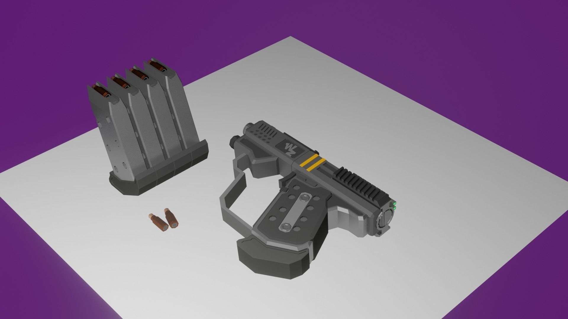 Futuristic Pocket Pistol Low-poly 3D model_4